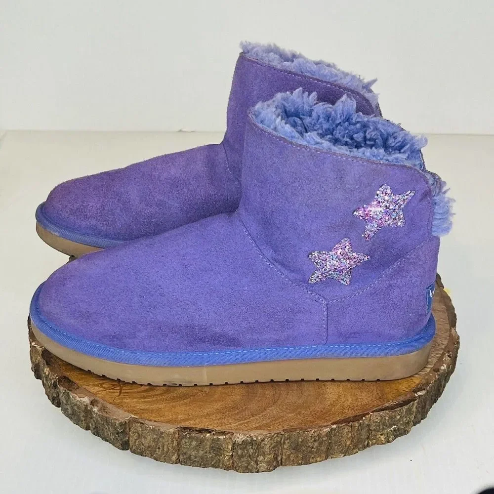 Ugg Koolaburra Star Mini Lined Sheepskin Boots Purple Kids Youth Size 4